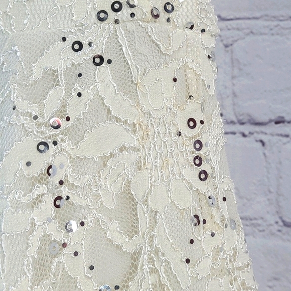 B. SMART White Floral Lace Sequin Mini Summer Dress Juniors Size 9 - Picture 10 of 16